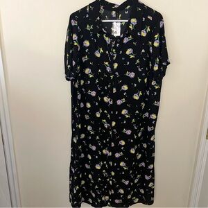 NWT Lane Bryant Floral Short Sleeve Midi Shirt Dress